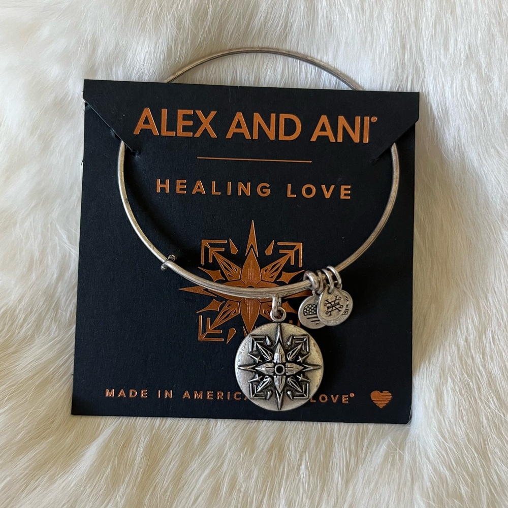 Alex and Ani Silver Tone Compass Bangle